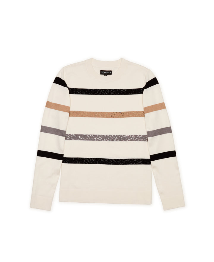 Embellished Stripe Sweater (Egret) 
