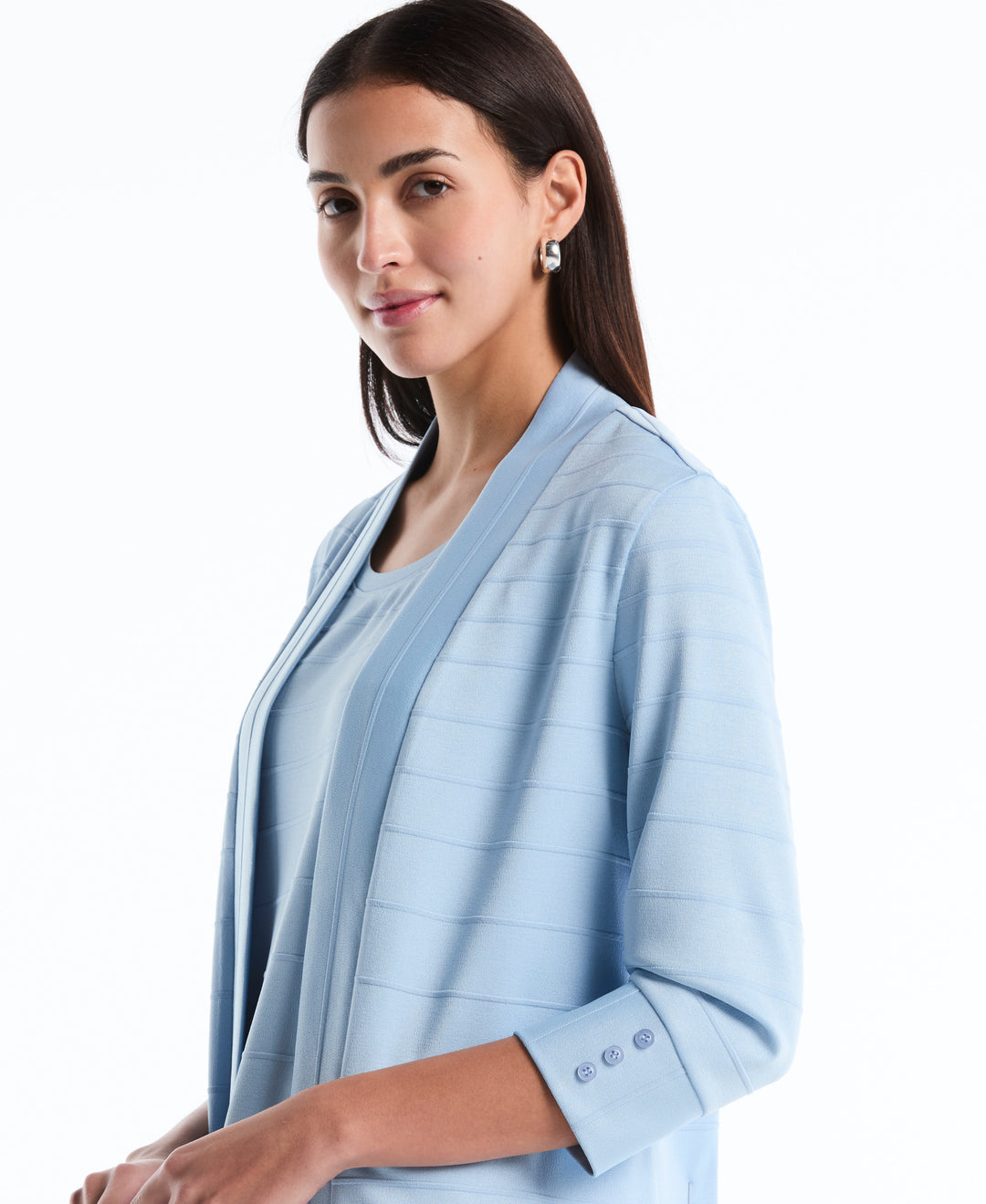 Petite Ottoman Knit Cardigan Sweater (Cerulean) 