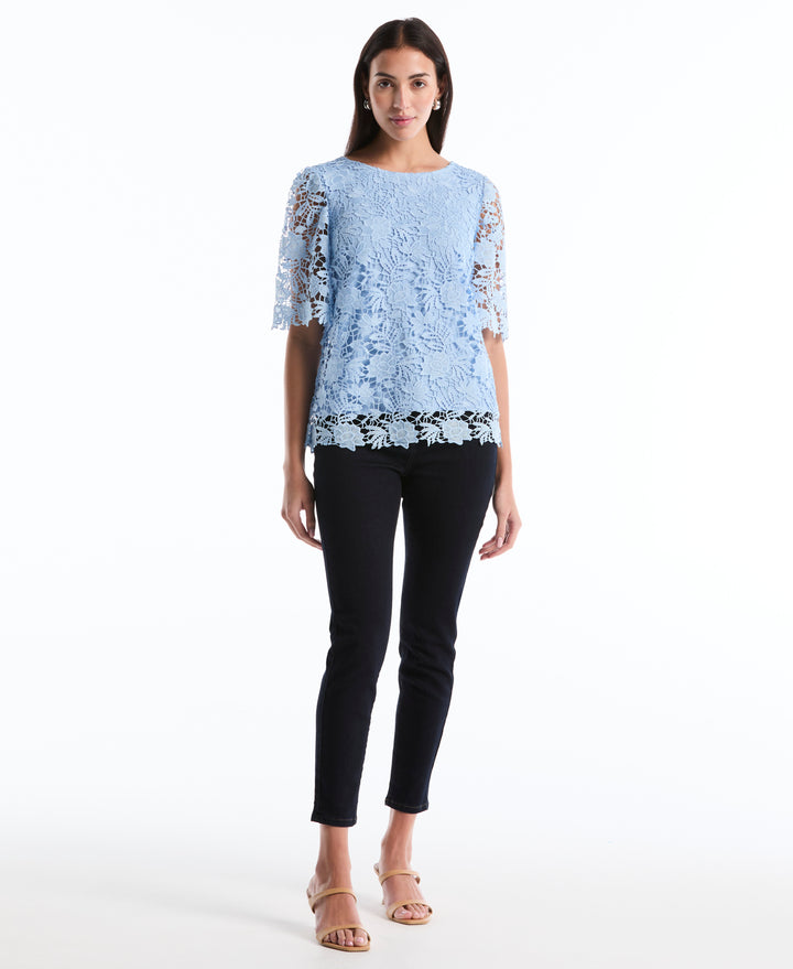 Scalloped Lace Top (Cerulean) 