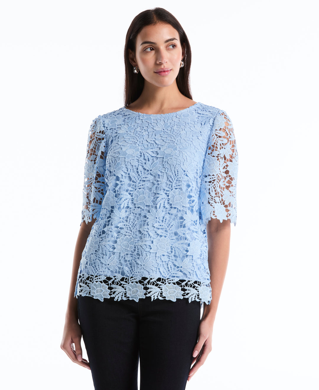 Scalloped Lace Top (Cerulean) 