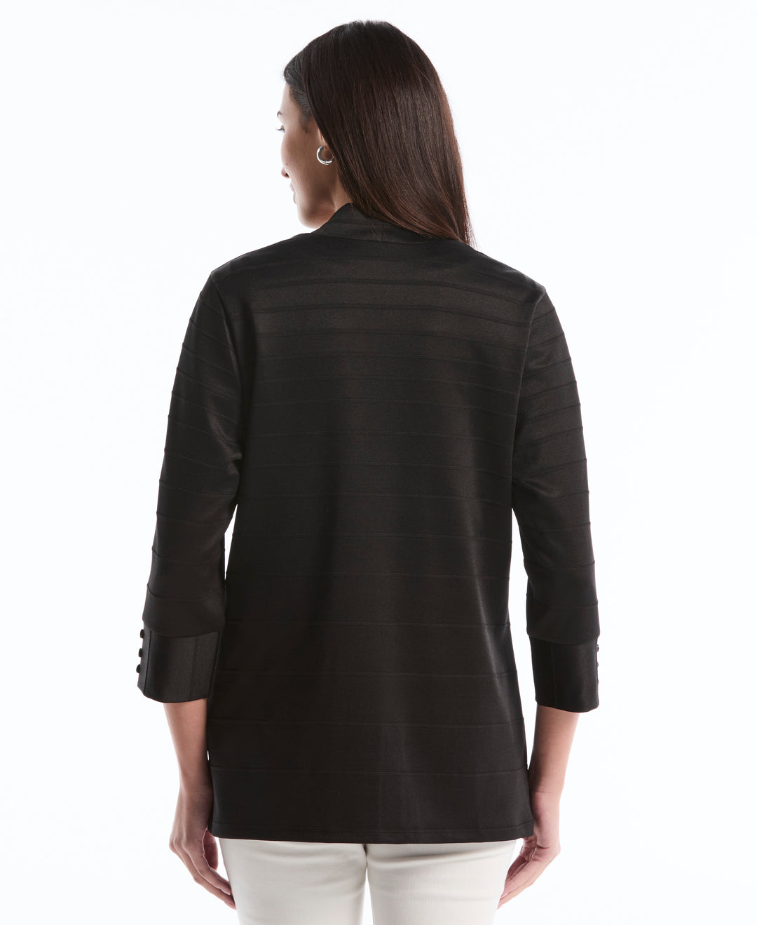 Petite Ottoman Knit Cardigan Sweater (Black) 