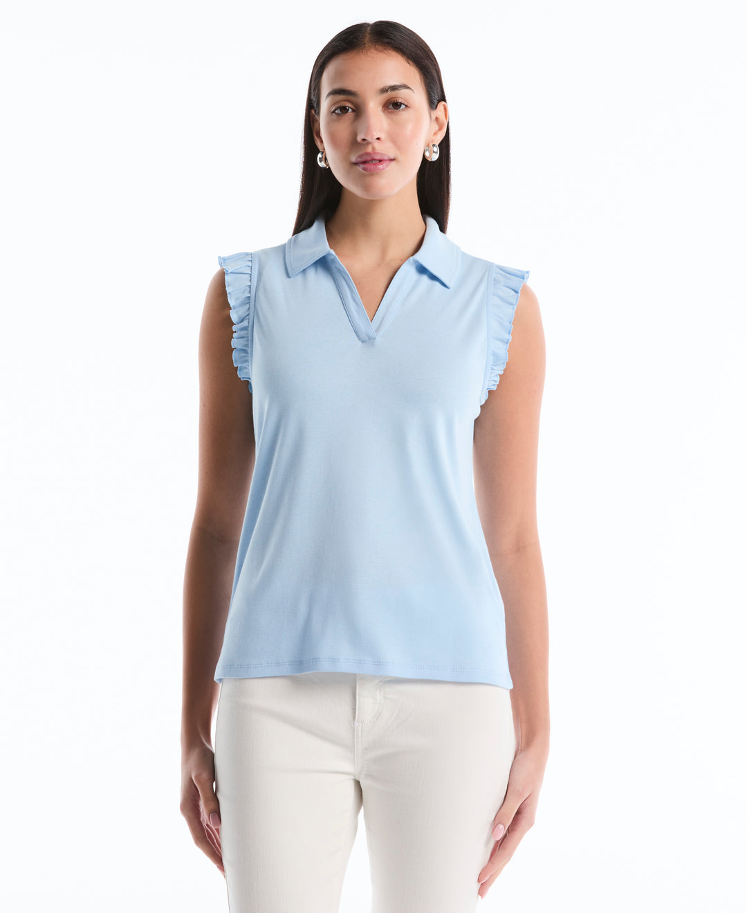 Petite Ruffle Polo (Cerulean) 
