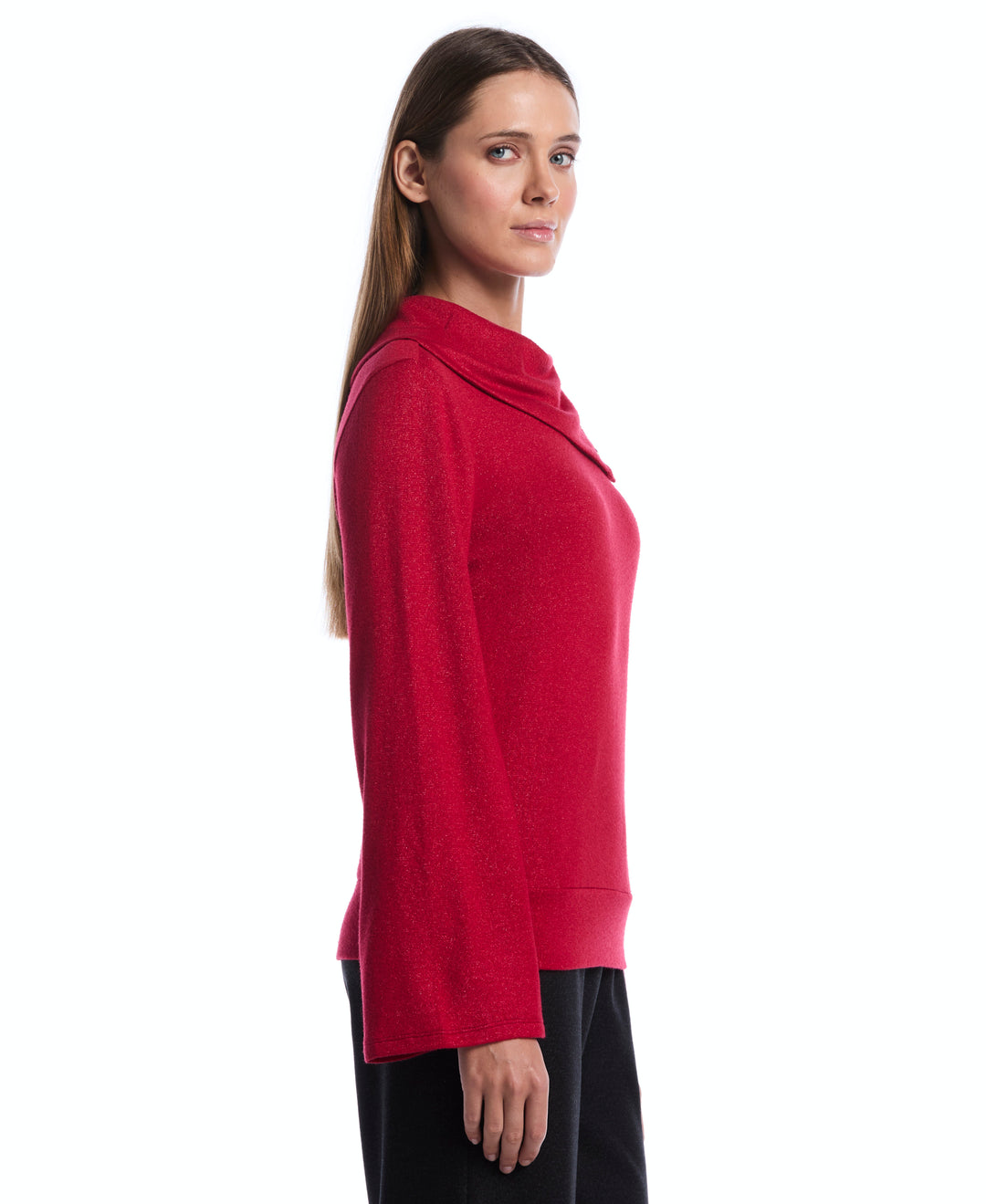 Petite Cowl Neck Lurex Top (Jester Red) 
