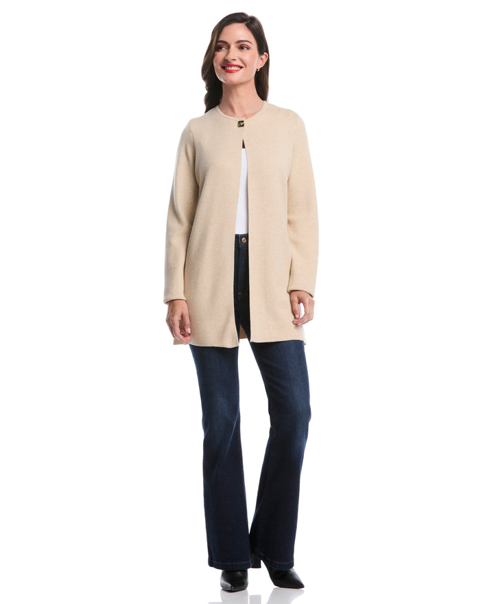 Turnlock Metal Closure Cardigan (Wheat Heather) 