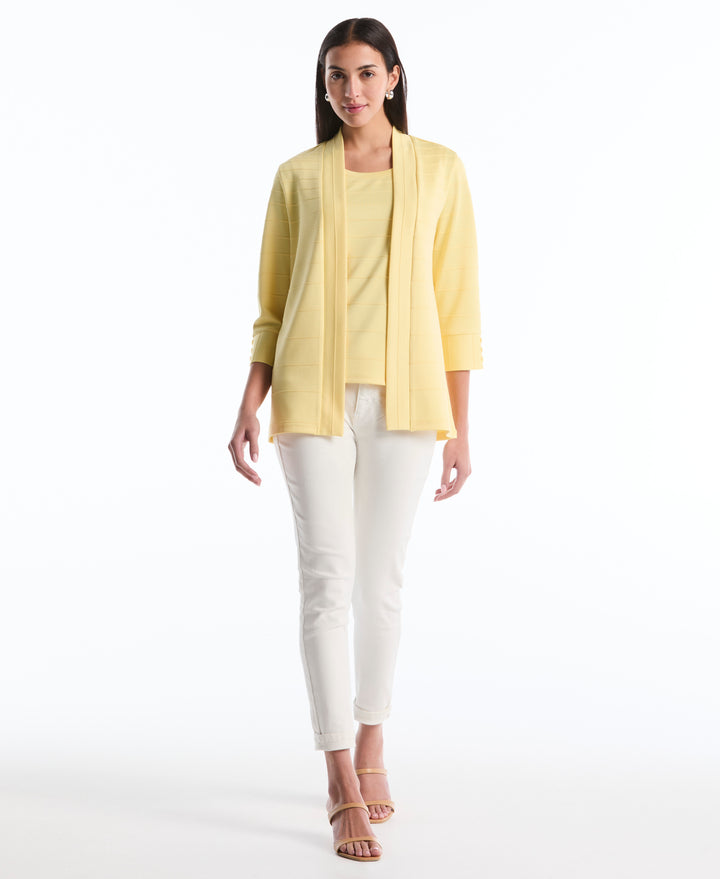 Ottoman Knit Cardigan Sweater (Pale Banana) 