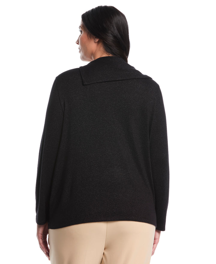 Plus Size Split Collar Top (Black) 