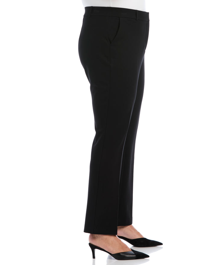 Plus Size Fly Front Bootcut Pant (Black) 