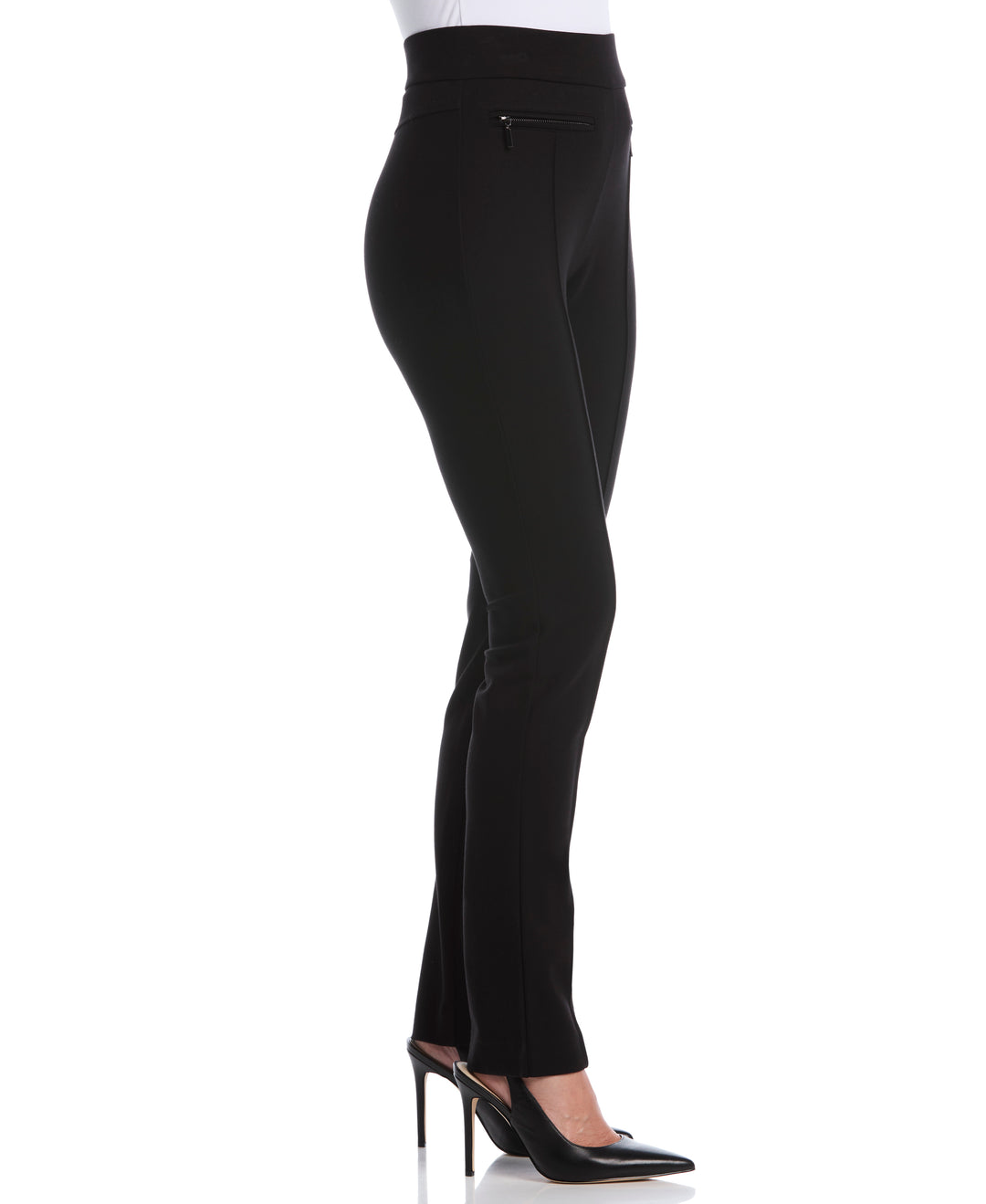 Petite Ponte Slim Leg Pant (Black) 