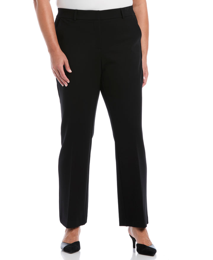 Plus Size Fly Front Bootcut Pant (Black) 