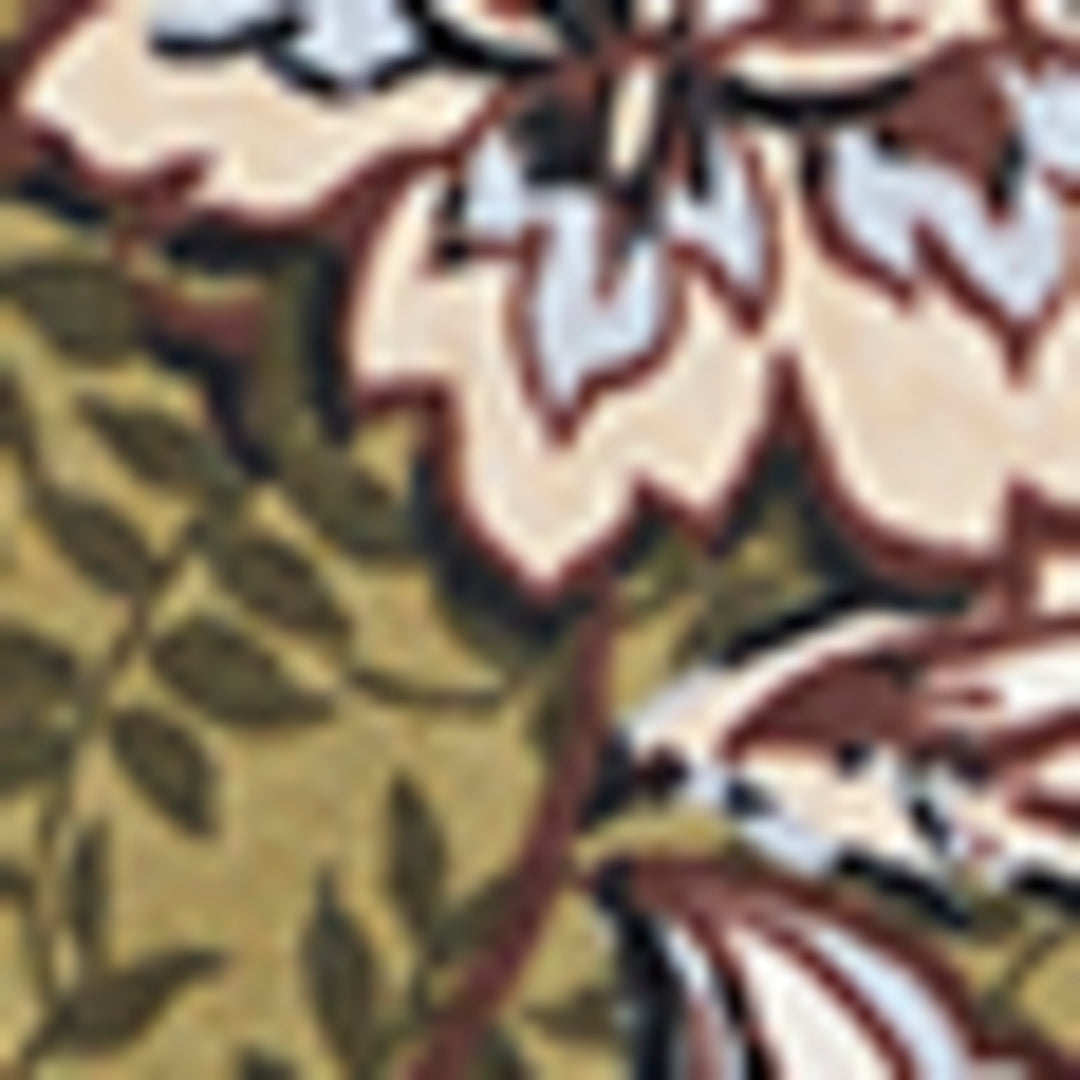 Plus Size Floral Print Button Trim Top (Dried Herb) 