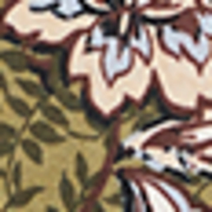 Plus Size Floral Print Button Trim Top (Dried Herb) 