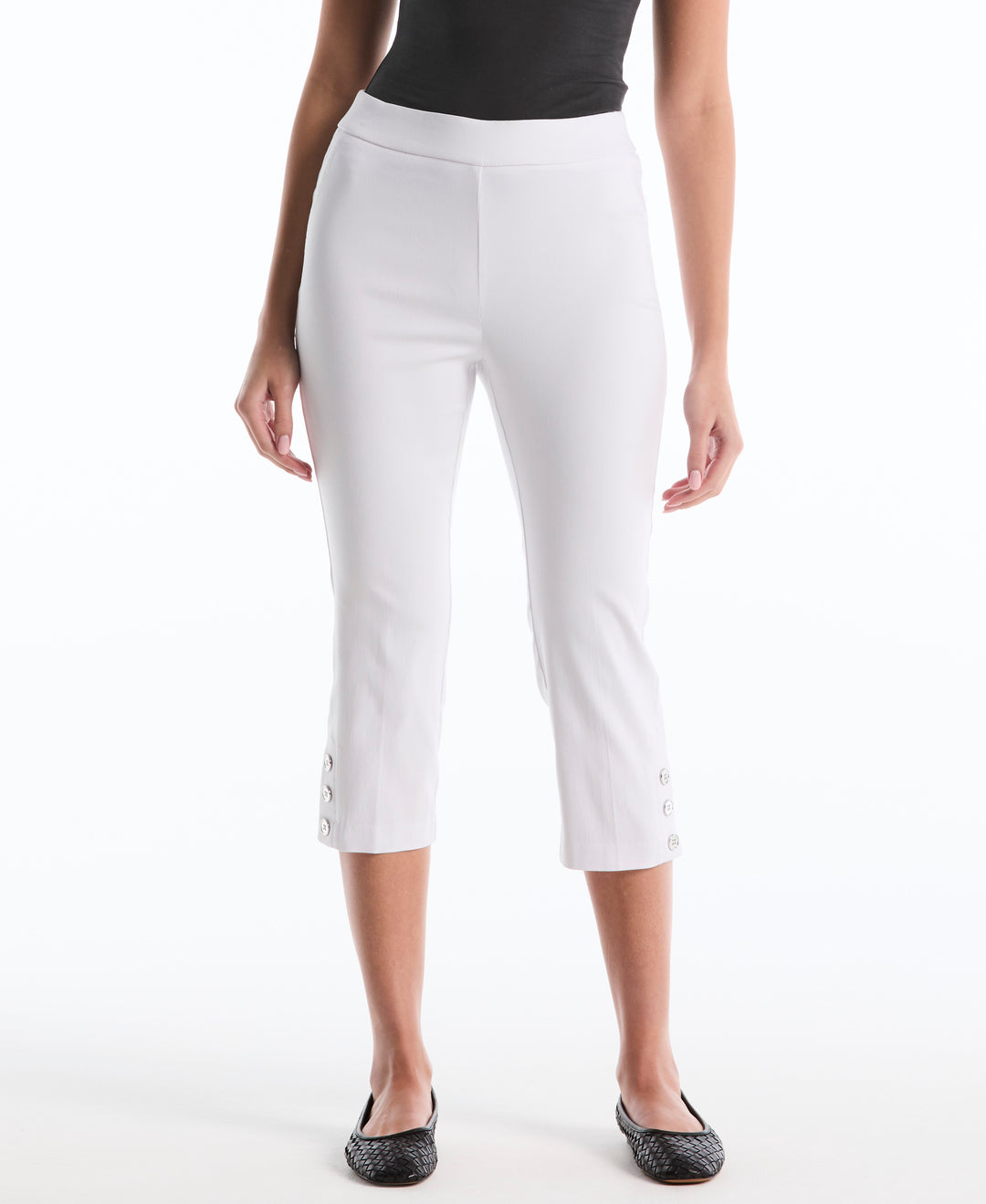 Button Detail Capri (White) 