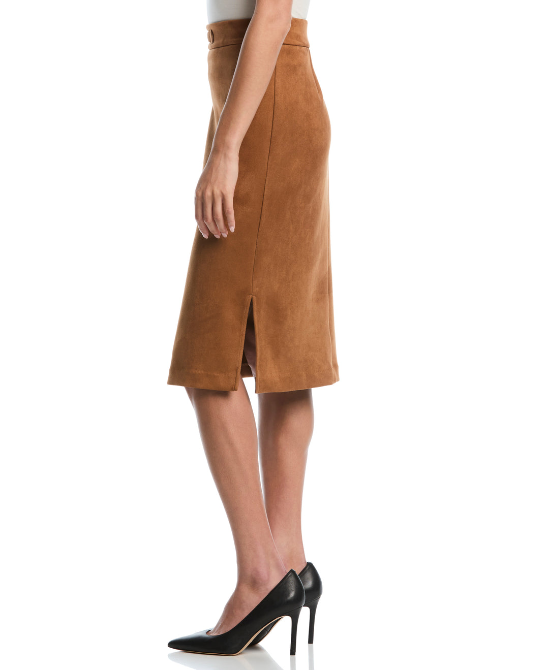 Novelty Belt Suede Midi Skirt (Tobacco Brown) 