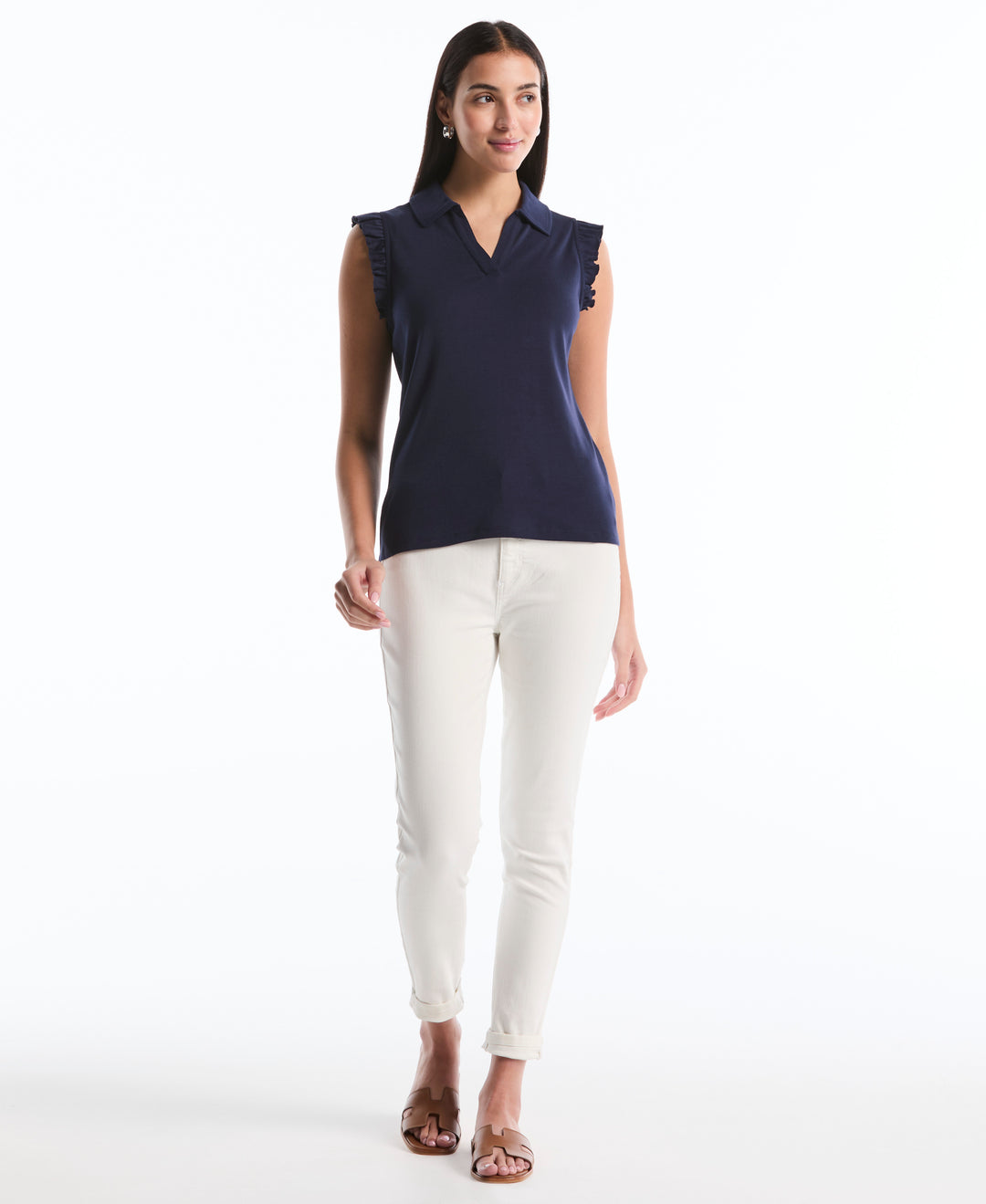 Petite Ruffle Polo (Peacoat) 