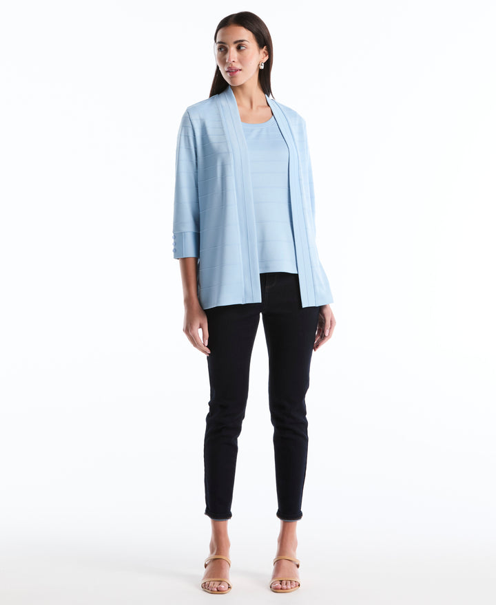 Petite Ottoman Knit Cardigan Sweater (Cerulean) 