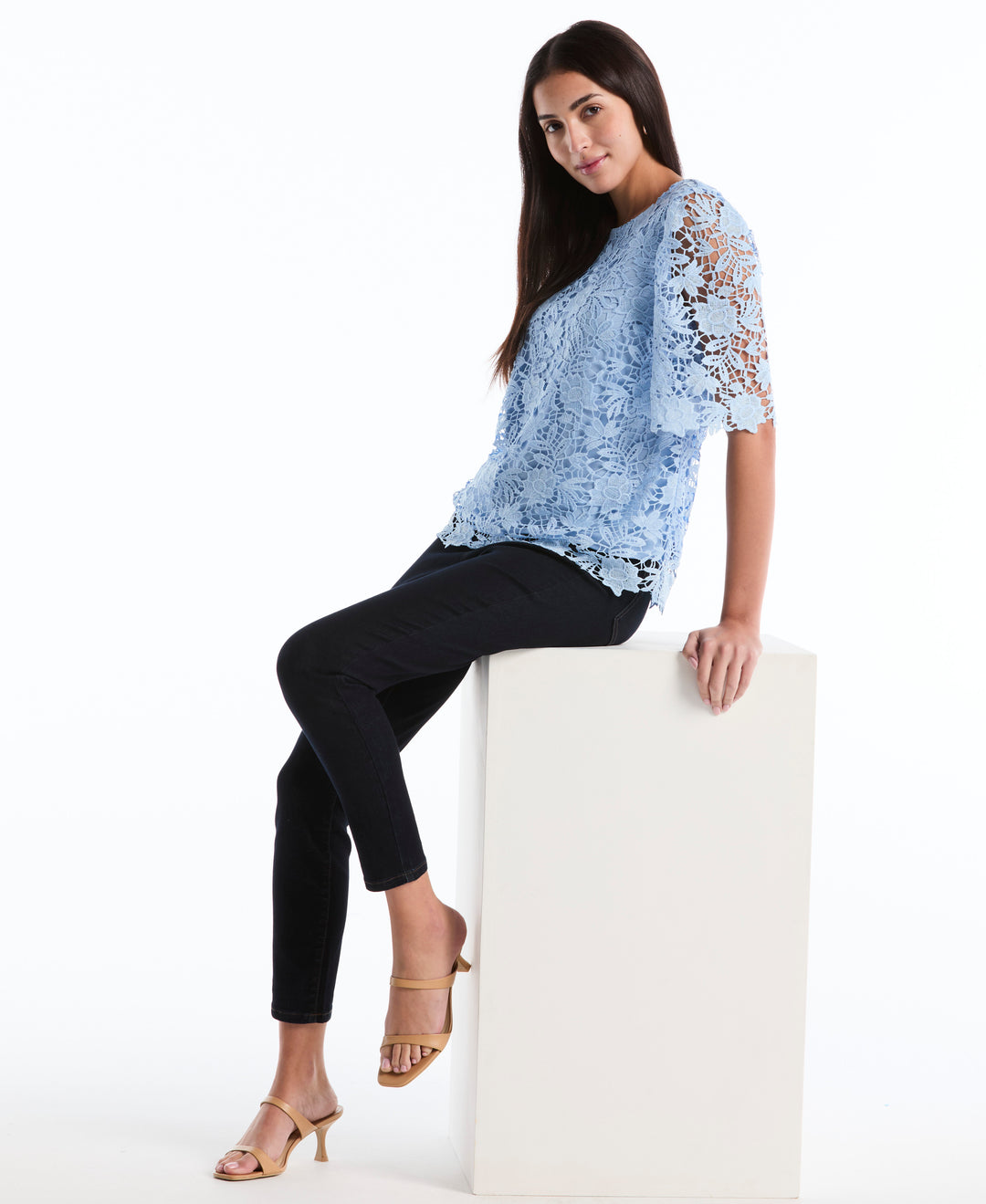 Scalloped Lace Top (Cerulean) 