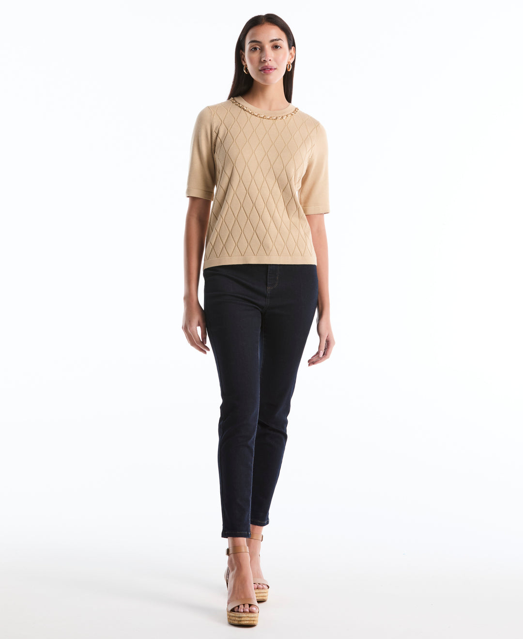 Diamond Stitch Sweater (Irish Cream) 