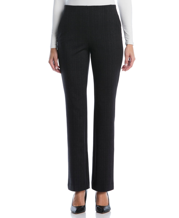 Red Plaid Print Bootcut Ponte Pant (Black) 