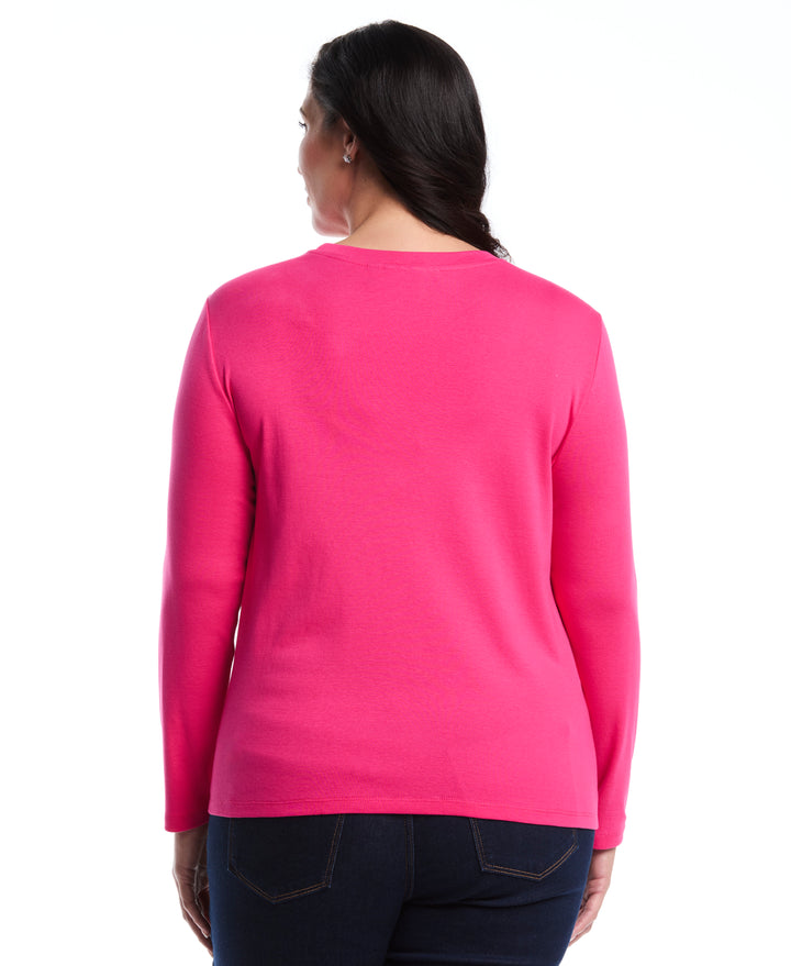 Plus Size Laced Crew Neck Top (Beetroot Purple) 