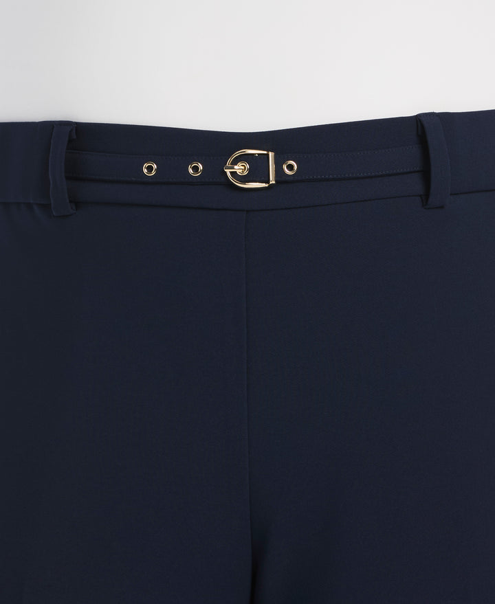 Plus Size Wide Leg Novelty Belt Pant (Black Iris) 
