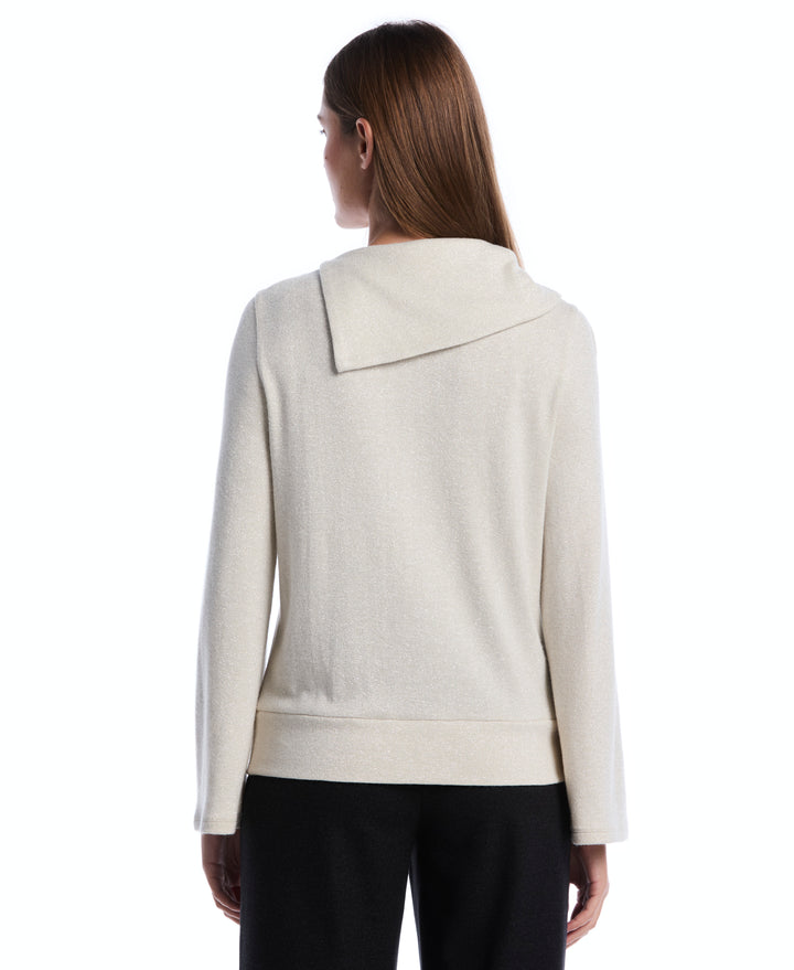 Petite Cowl Neck Lurex Top (White Swan) 