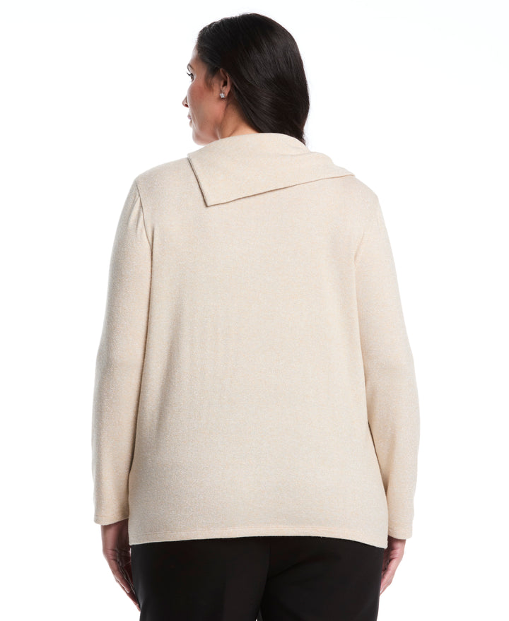 Plus Size Split Collar Top (Wheat Heather) 