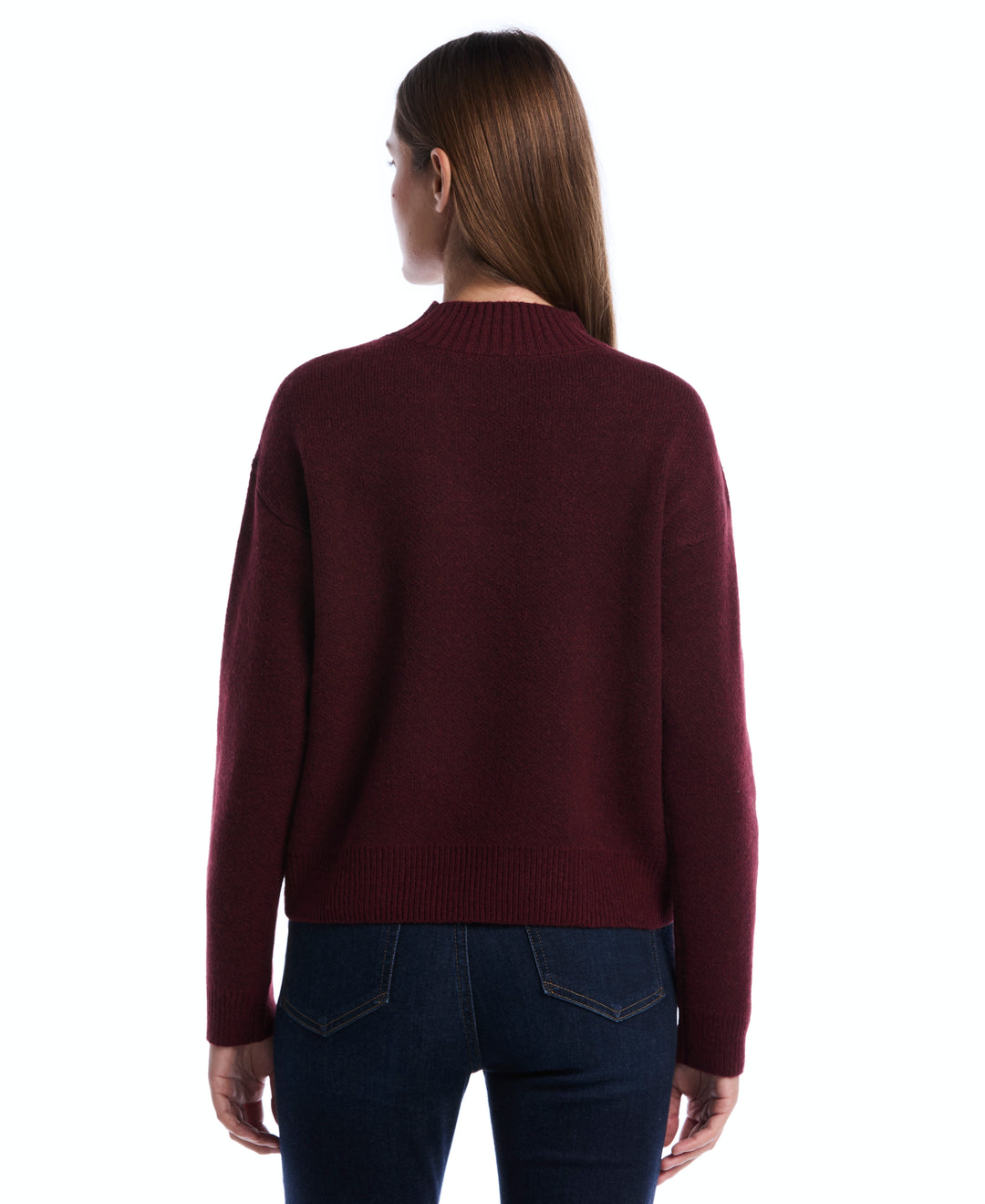 Petite Floral Argyle Mock Neck Sweater (Zinfandel) 
