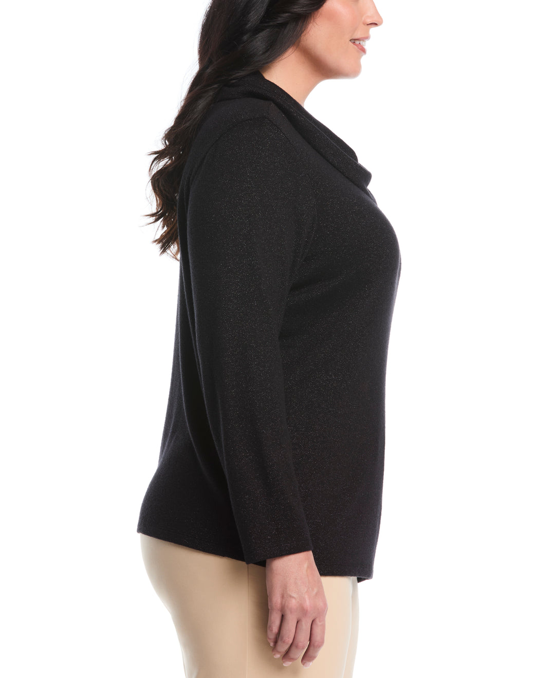 Plus Size Split Collar Top (Black) 