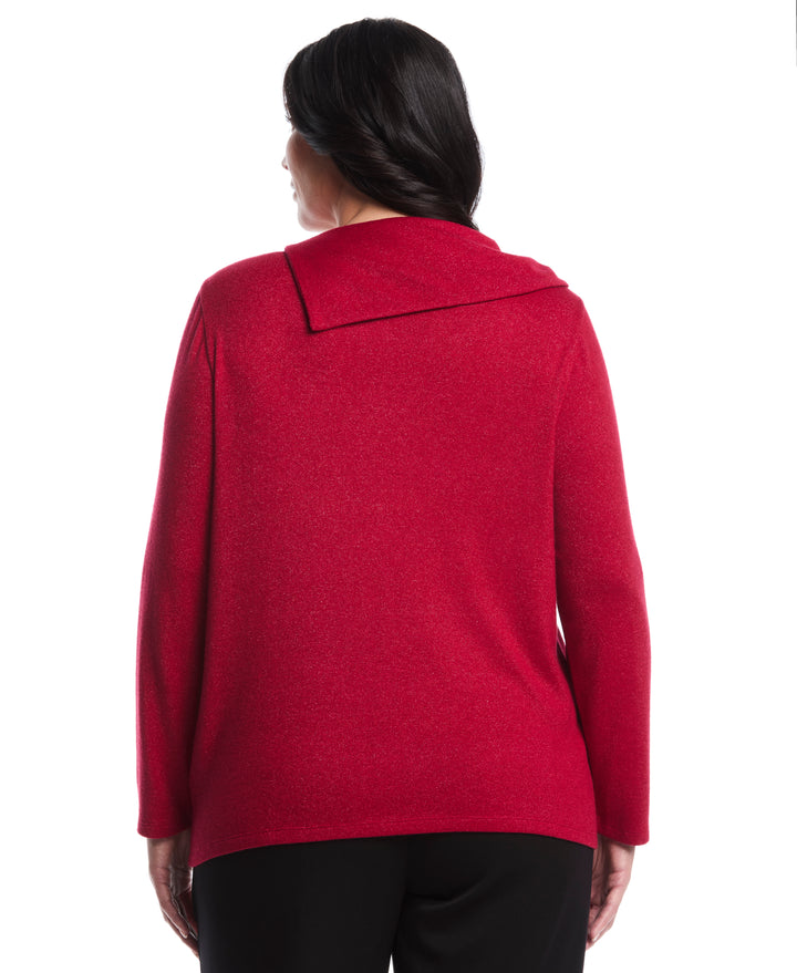 Plus Size Split Collar Top (Rio Red) 