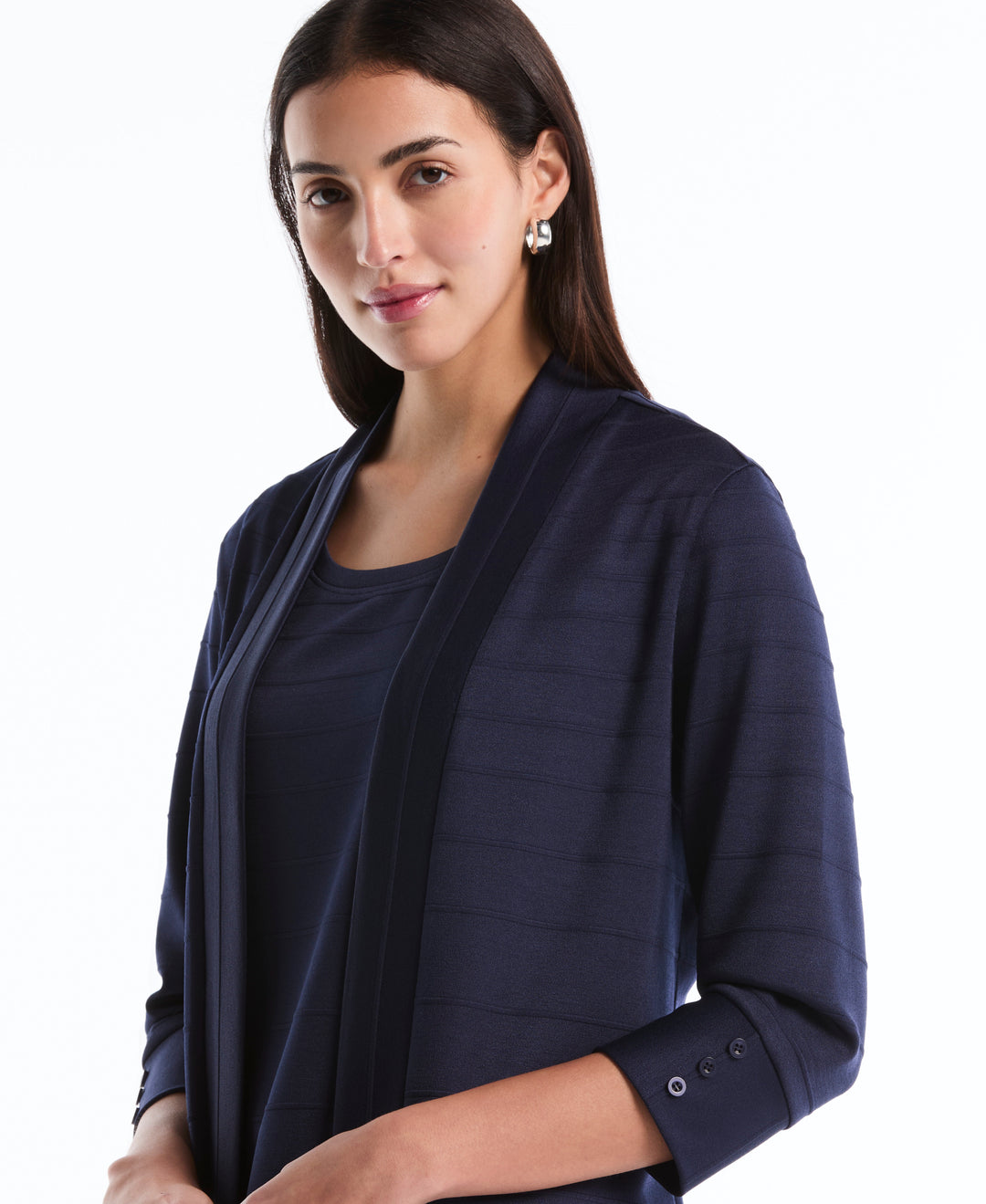 Petite Ottoman Knit Cardigan Sweater (Peacoat) 