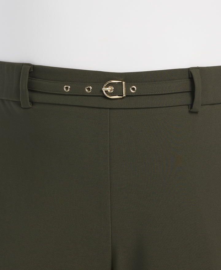 Plus Size Wide Leg Novelty Belt Pant (Forest Night) 