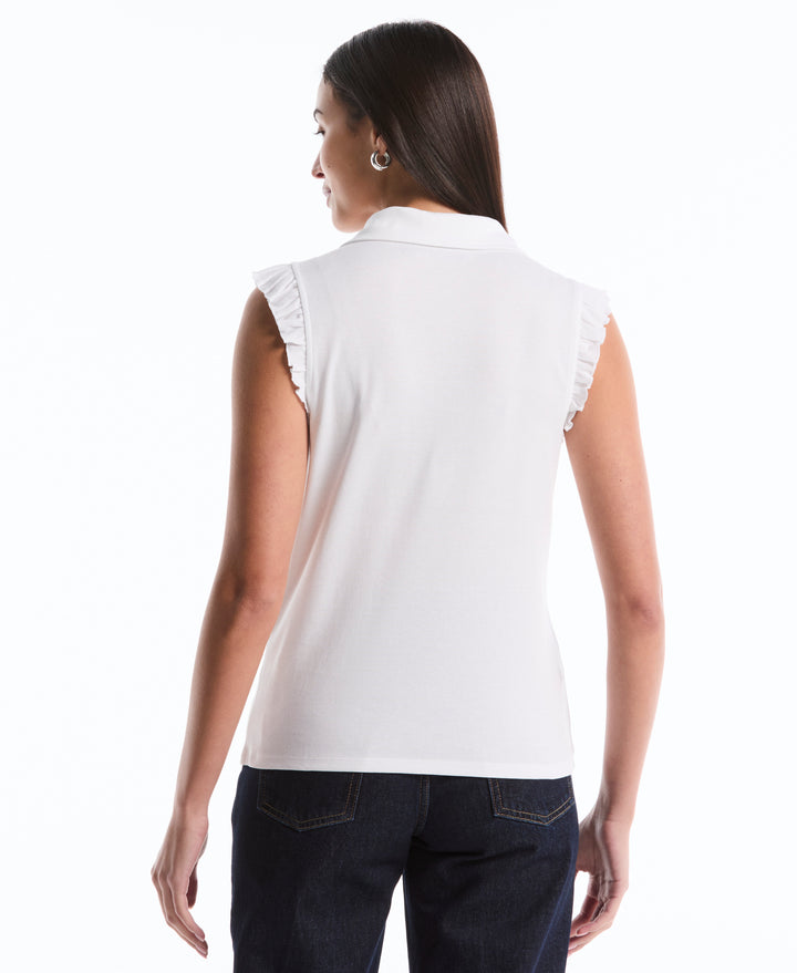 Petite Ruffle Polo (White) 