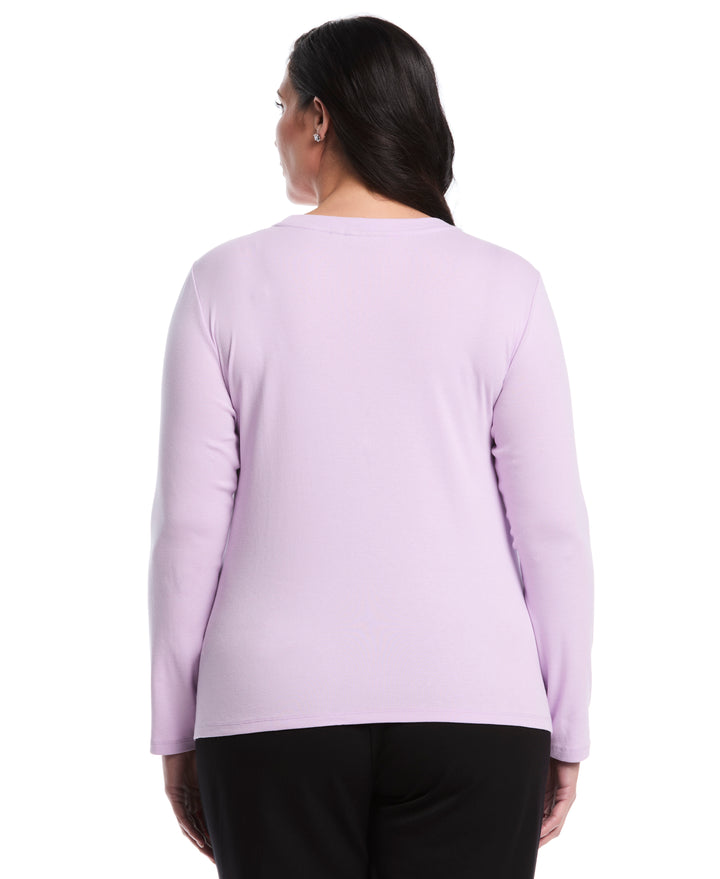 Plus Size Embellished Neck Top (Orchid Bloom) 