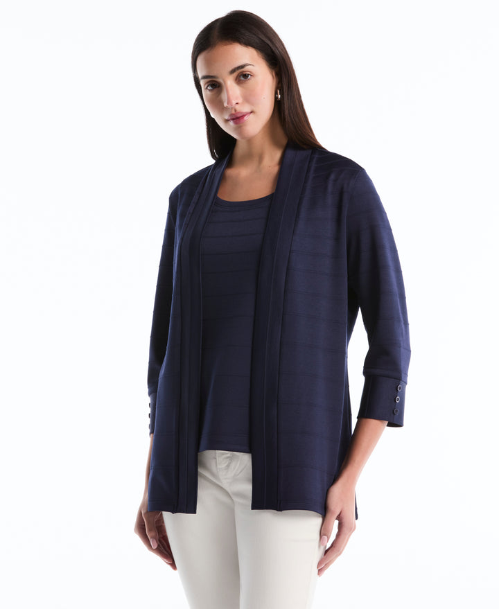 Petite Ottoman Knit Cardigan Sweater (Peacoat) 