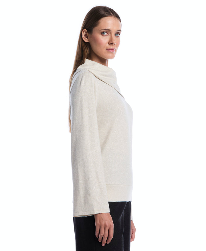Petite Cowl Neck Lurex Top (White Swan) 