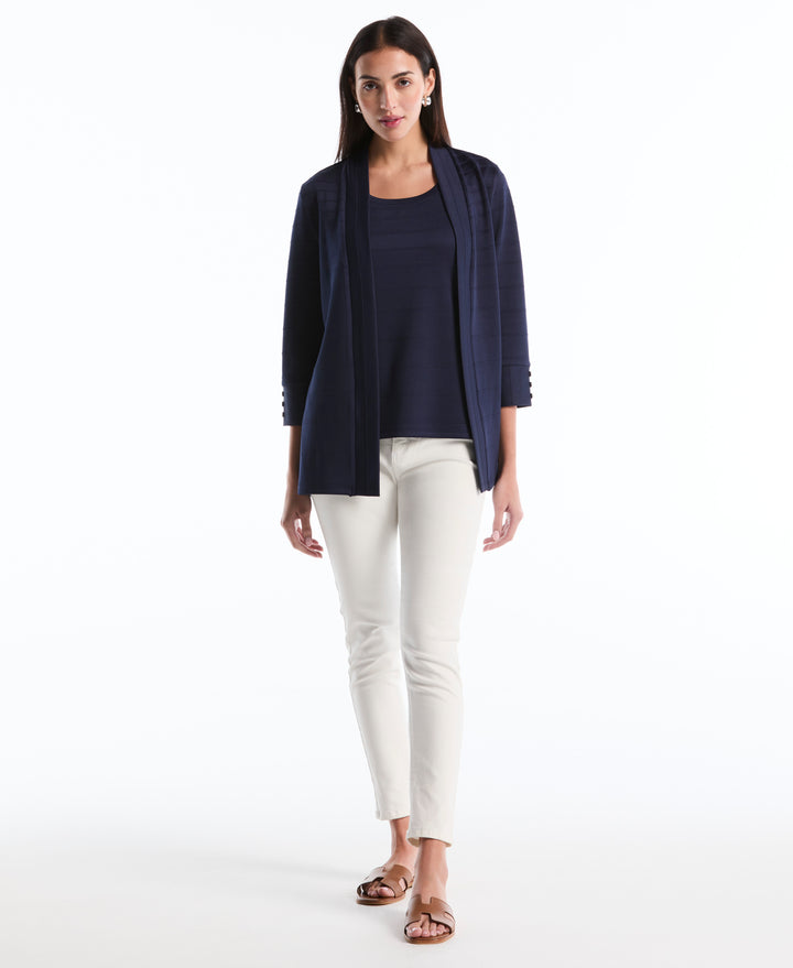 Petite Ottoman Knit Cardigan Sweater (Peacoat) 