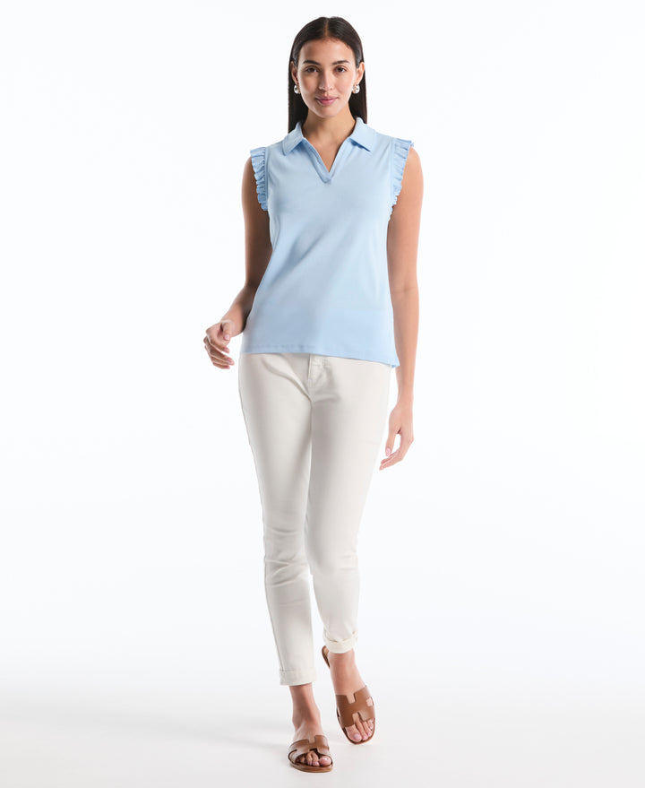 Petite Ruffle Polo (Cerulean) 