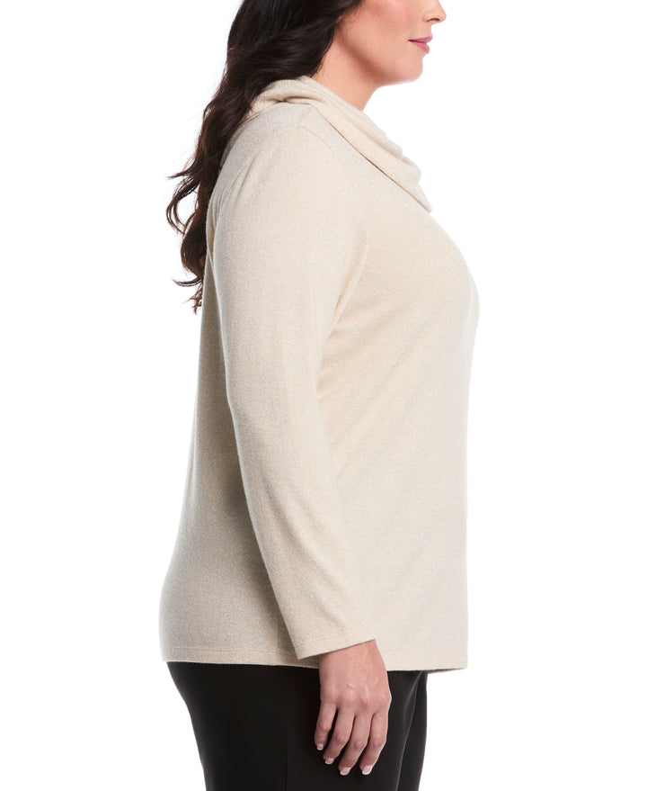 Plus Size Split Collar Top (Wheat Heather) 