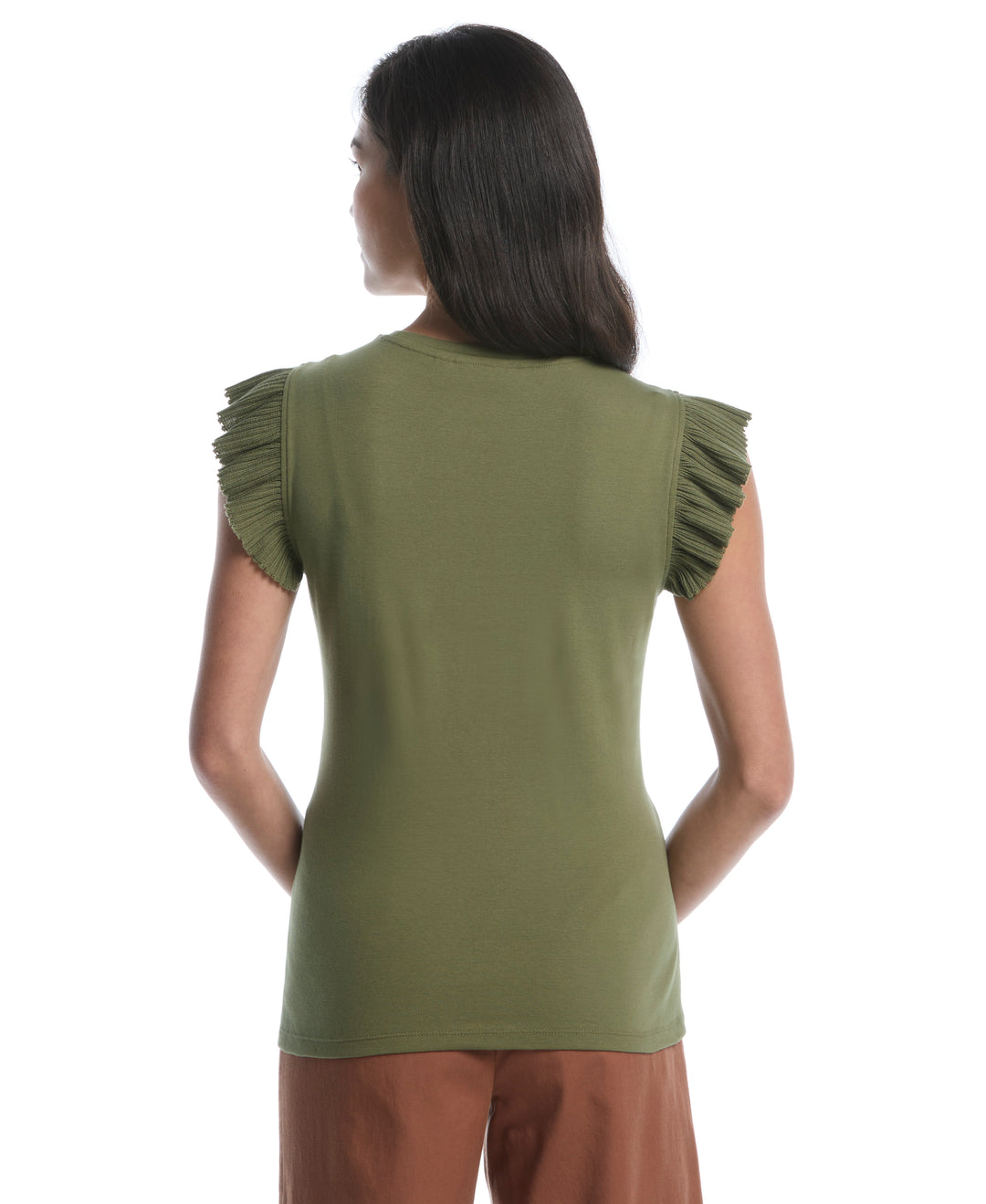 Petite Ruffle Top (Loden Green) 