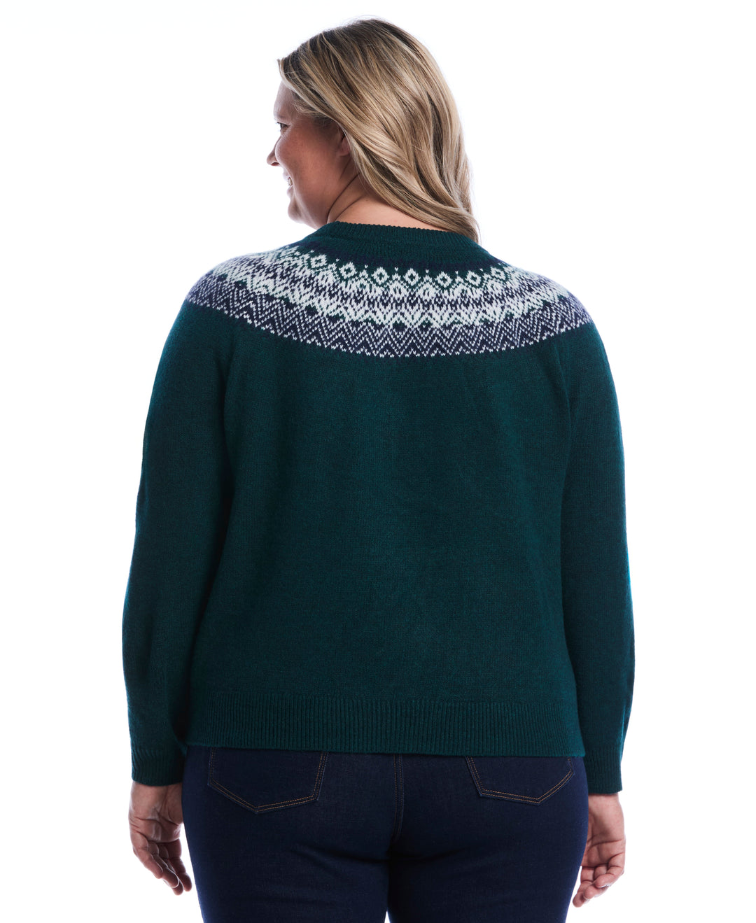 Plus Size Fair Isle Crew Neck Sweater (Ponderosa Pine) 