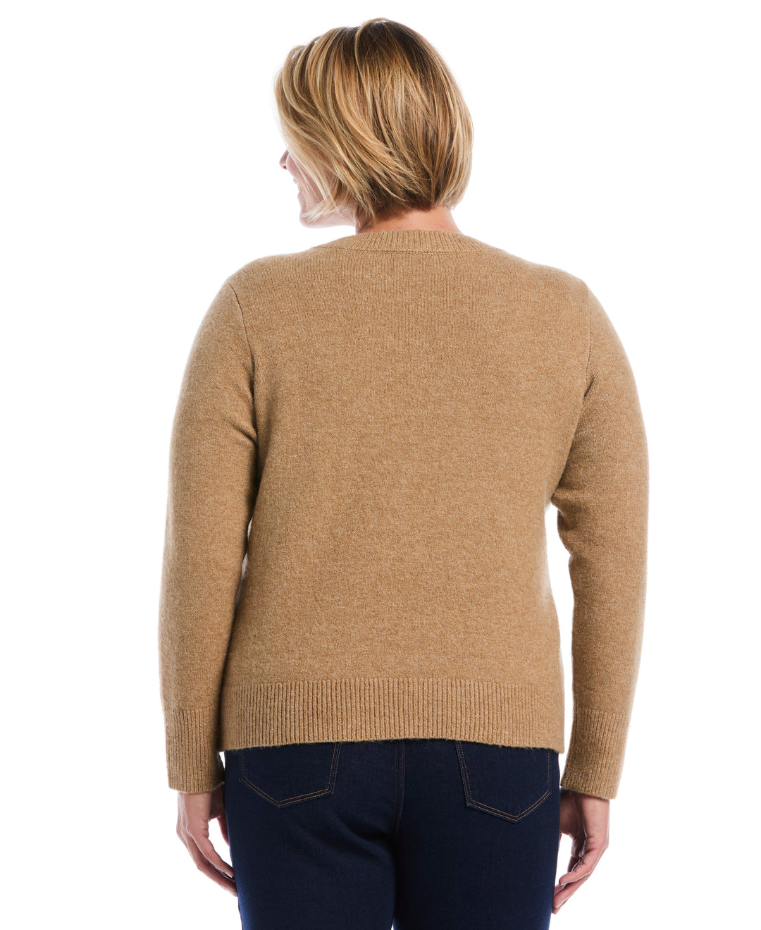 Plus Size Argyle V-Neck Sweater (Tobacco Brown) 