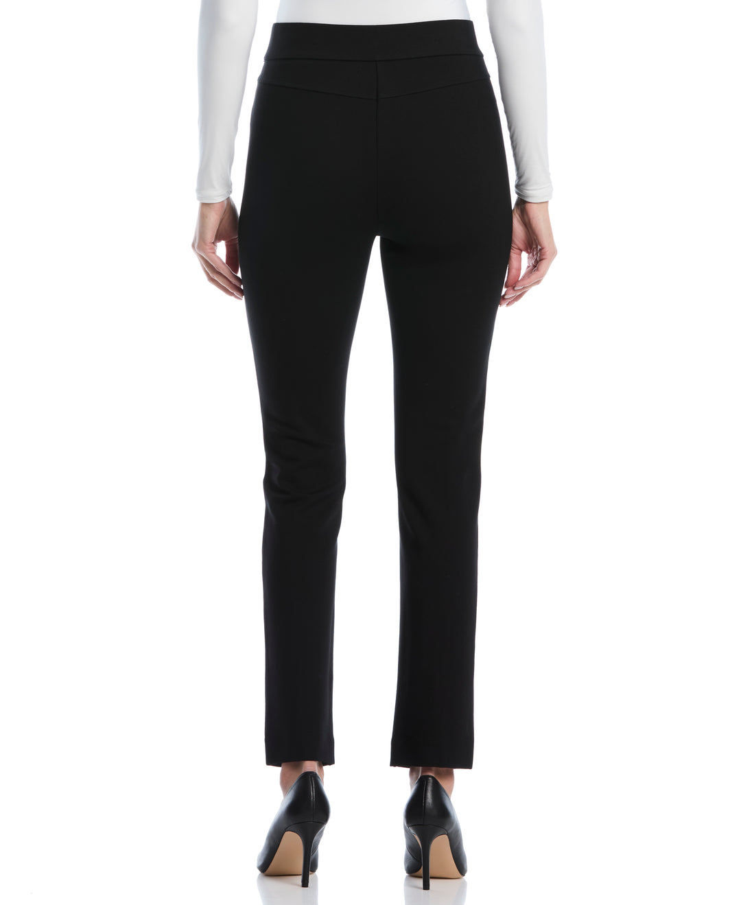 Petite Ponte Slim Leg Pant (Black) 