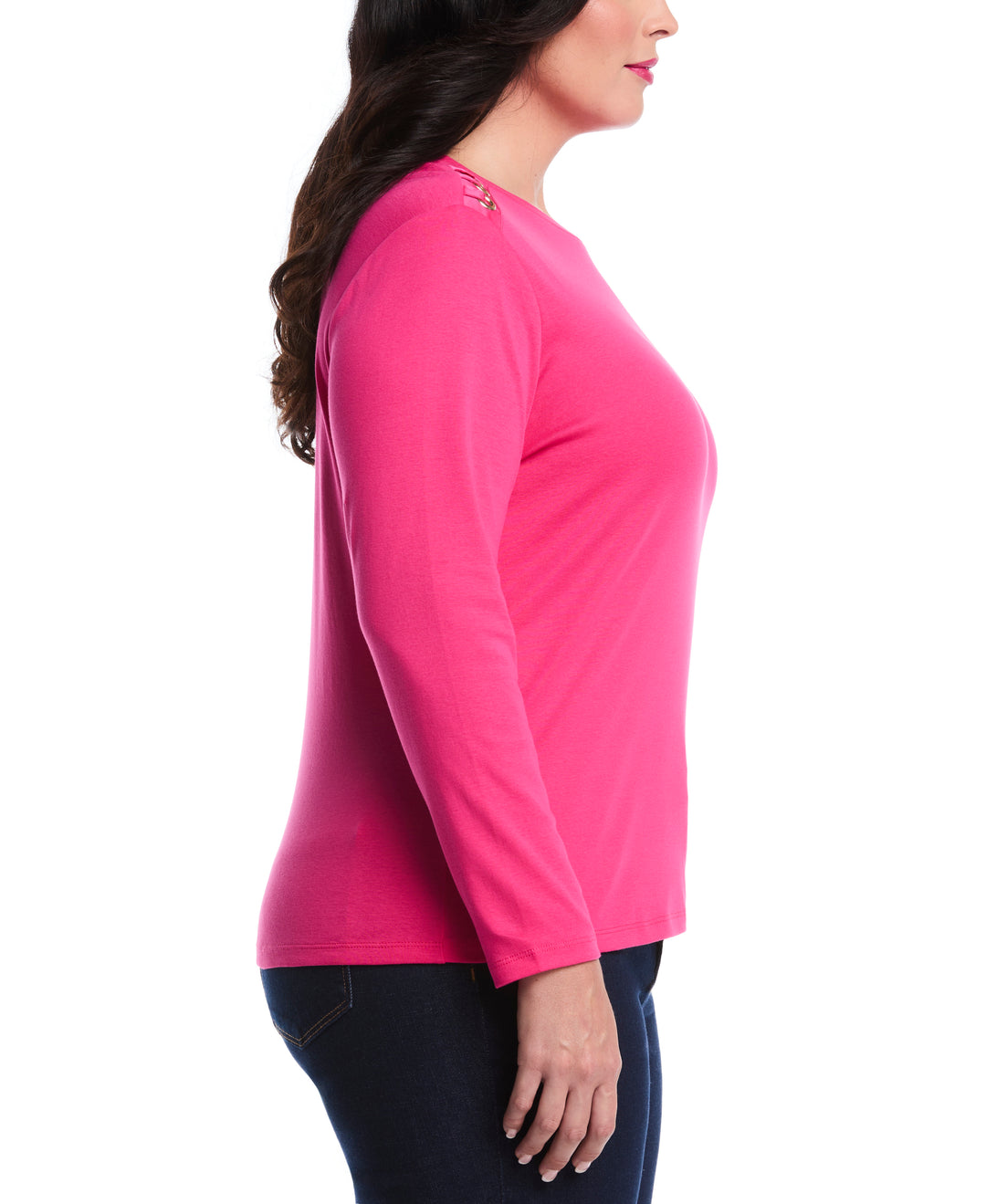 Plus Size Laced Crew Neck Top (Beetroot Purple) 