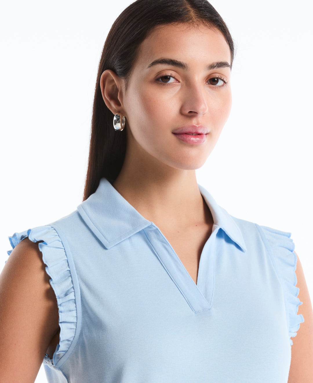Petite Ruffle Polo (Cerulean) 