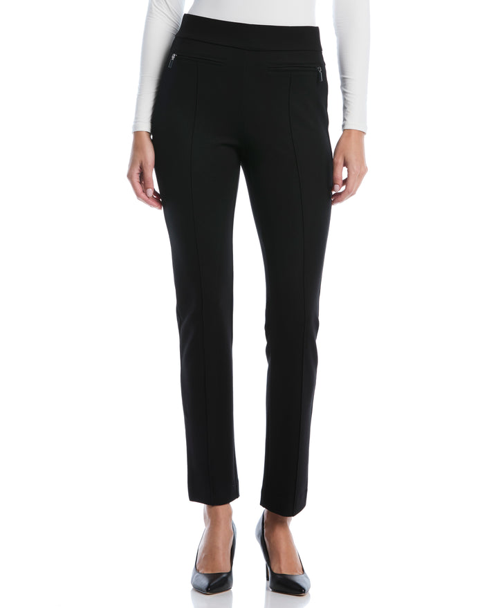 Petite Ponte Slim Leg Pant (Black) 