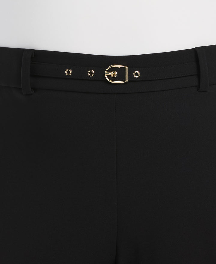 Plus Size Wide Leg Novelty Belt Pant (Black) 