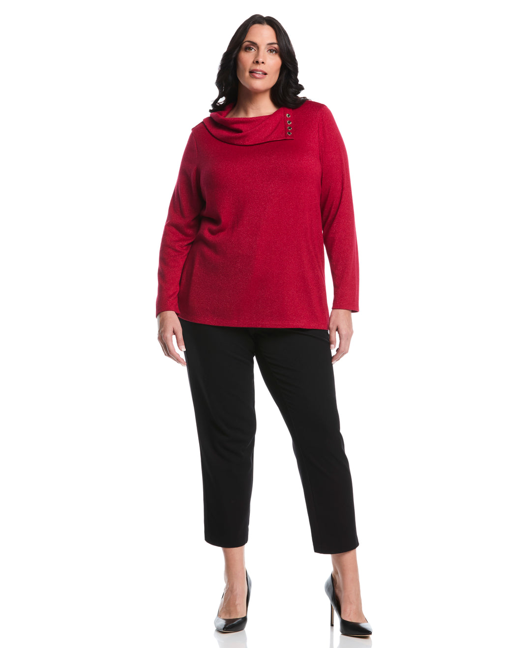 Plus Size Split Collar Top (Rio Red) 