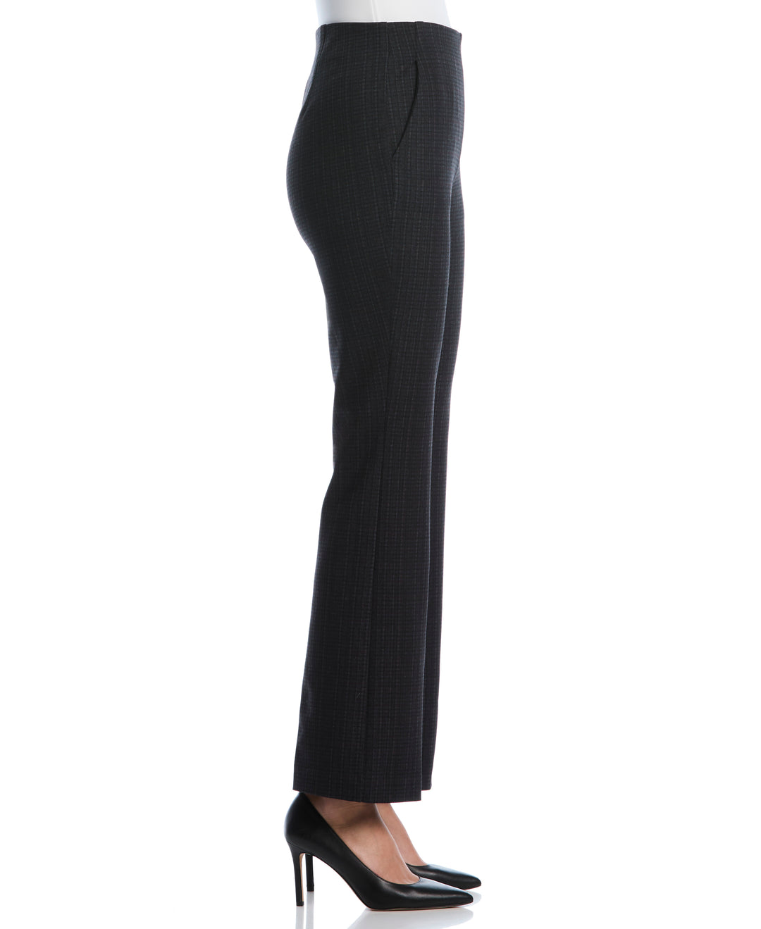 Red Plaid Print Bootcut Ponte Pant (Black) 