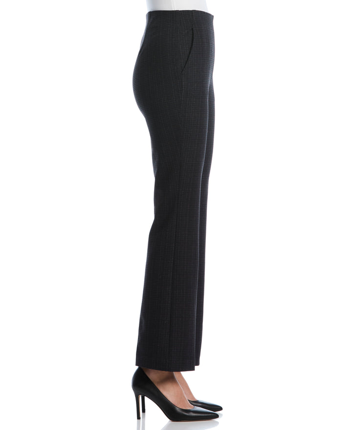 Red Plaid Print Bootcut Ponte Pant (Black) 