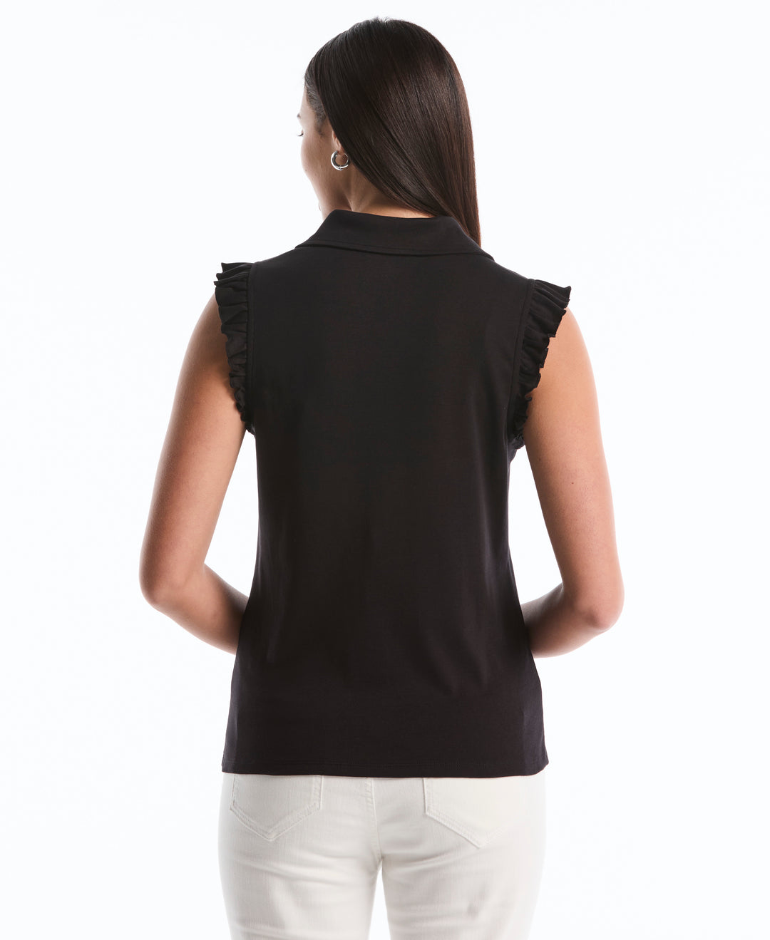Petite Ruffle Polo (Black) 